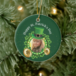 Persoonlijke naam en foto van St. Patrick's Day Gr Keramisch Ornament
