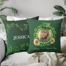 Persoonlijke naam en foto van St. Patrick's Day Gr Kussen