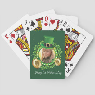 Persoonlijke naam en foto van St. Patrick's Day Gr Pokerkaarten