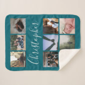 Persoonlijke naam en fotocollage typografie sherpa deken (Voorkant (horizontaal))