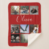 Persoonlijke naam en fotocollage typografie sherpa deken (Voorkant)