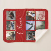 Persoonlijke naam en fotocollage typografie sherpa deken (Voorkant (horizontaal))