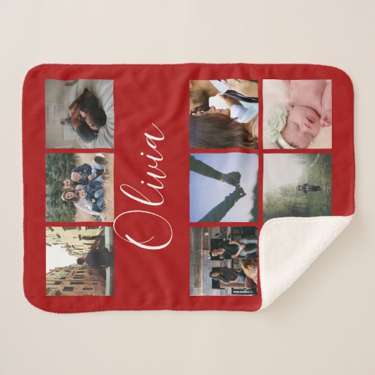 Persoonlijke naam en fotocollage typografie sherpa deken (Voorkant (horizontaal))
