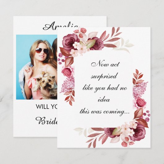 Persoonlijke naam en het Voorstel van de Bridesmai Bedankkaart (Voorkant / Achterkant)