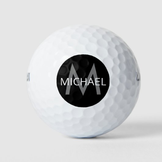Persoonlijke naam en Initiaal Monogram Black Grey Golfballen (Voorkant)