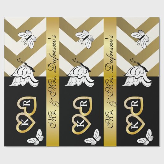 Persoonlijke naam en Initialen bruiloft/Jubileum Cadeaupapier (Vlak)