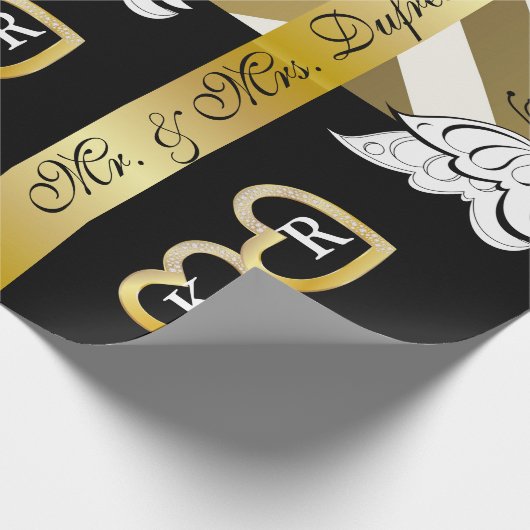 Persoonlijke naam en Initialen bruiloft/Jubileum Cadeaupapier (Hoek)