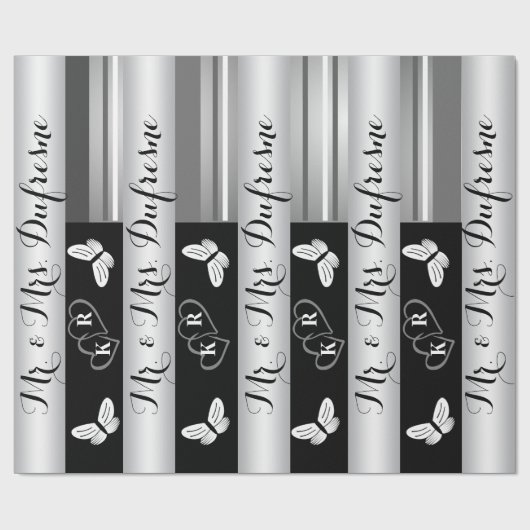 Persoonlijke naam en Initialen bruiloft/Jubileum Cadeaupapier (Vlak)