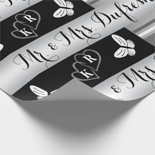 Persoonlijke naam en Initialen bruiloft/Jubileum Cadeaupapier (Hoek)