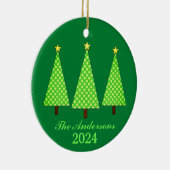 Persoonlijke naam en jaar Lime Kerstbomen Keramisch Ornament (Rechts)