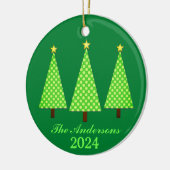 Persoonlijke naam en jaar Lime Kerstbomen Keramisch Ornament (Links)