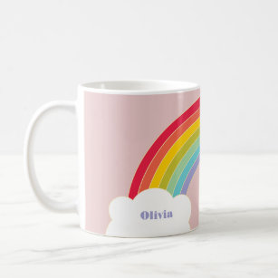 Persoonlijke naam en kleur van de magische regenbo koffiemok