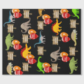 Persoonlijke naam en leeftijd inosaur Birthday Cadeaupapier (Vlak)