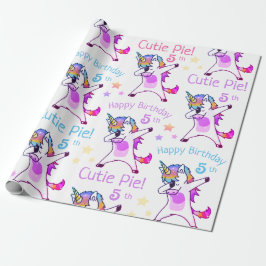 Persoonlijke naam en leeftijd Unicorn Birthday Par Cadeaupapier