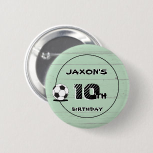 Persoonlijke naam en leeftijd voetbal pin badge ronde button 5,7 cm