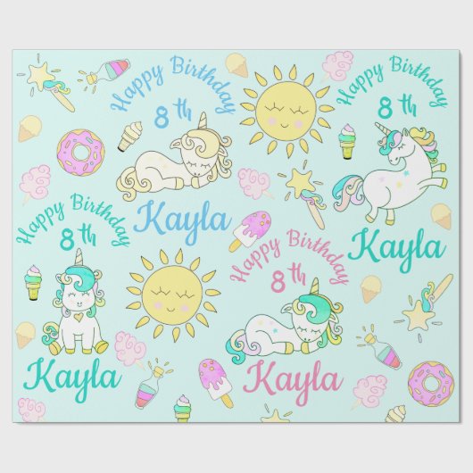 Persoonlijke naam en leeftijdseenheid geboortedag cadeaupapier (Vlak)