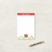 Persoonlijke naam en monogram Apple-leraar Post-it® Notes (Op bureau)