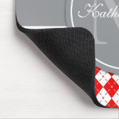 Persoonlijke naam en monogram Argyle Polkadot Muismat (Hoek)