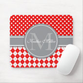 Persoonlijke naam en monogram Argyle Polkadot Muismat (Met muis)