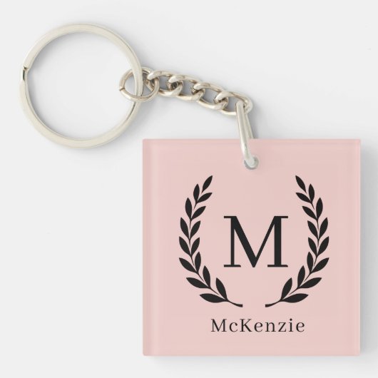 Persoonlijke naam en monogram foto  sleutelhanger (Voorkant)