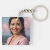 Persoonlijke naam en monogram foto  sleutelhanger (Achterkant)