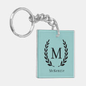 Persoonlijke naam en monogram foto sleutelhanger (Voorkant Links)