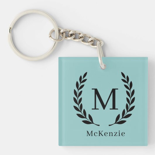 Persoonlijke naam en monogram foto sleutelhanger (Voorkant)