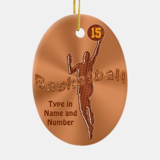 Persoonlijke NAAM en NUMMER Basketball Ornaments Keramisch Ornament (Achterkant)