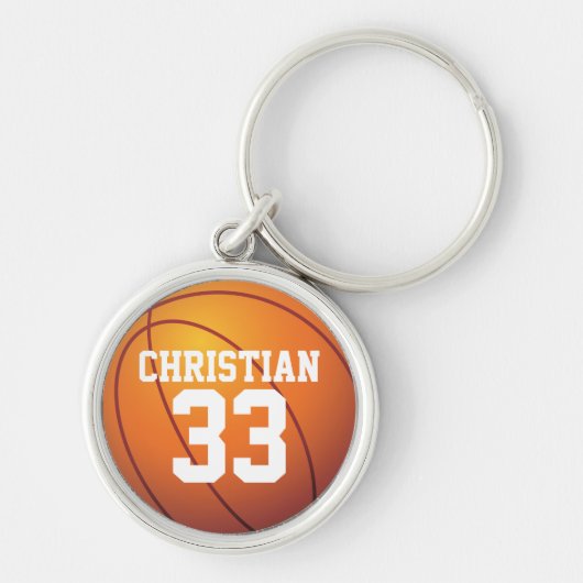 Persoonlijke naam en nummer Basketball Sleutelhanger (Voorkant)