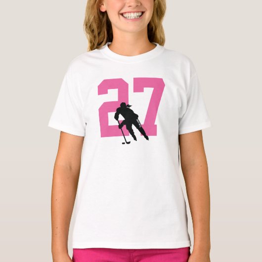 Persoonlijke naam en nummer van vrouwelijke hockey t-shirt (Voorkant)