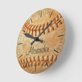 Persoonlijke naam en nummer White Baseball Ronde Klok (Hoek)