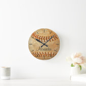 Persoonlijke naam en nummer White Baseball Ronde Klok (Huis)