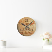 Persoonlijke naam en nummer witte Baseball-sport  Ronde Klok (Huis)