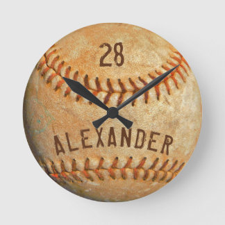 Persoonlijke naam en nummer witte Baseball-sport  Ronde Klok