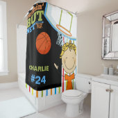 Persoonlijke naam en nummerborden Basketball Douchegordijn (In situ)