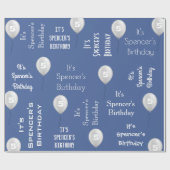 Persoonlijke naam en ouderdom blauw cadeaupapier (Vlak)