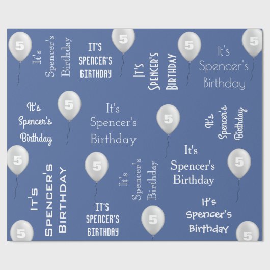 Persoonlijke naam en ouderdom blauw cadeaupapier (Vlak)