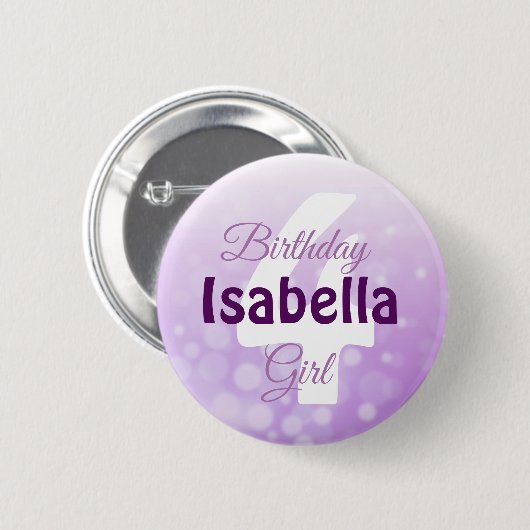 Persoonlijke naam en ouderdom Button meisje (Voorkant /achterkant)