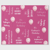 Persoonlijke naam en ouderdom roze cadeaupapier (Vlak)