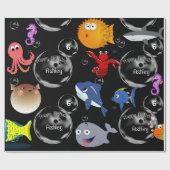 Persoonlijke naam en ouderdom van het mariene leve cadeaupapier (Vlak)