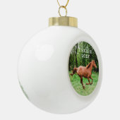 Persoonlijke naam en paardenfoto keramische bal ornament (Links)