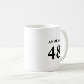 Persoonlijke naam en rugnummer koffiemok (Voorkant rechts)