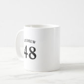 Persoonlijke naam en rugnummer koffiemok (Voorkant links)