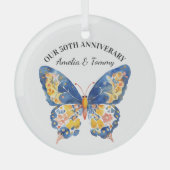 **Persoonlijke naam en tekst jubileum Glas Ornament (Voorkant)
