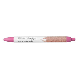 Persoonlijke naam en tekst Roos Gold Glitter Zwarte Inkt Pen