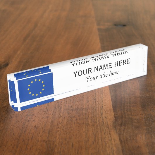 Persoonlijke naam en titel EU-vlag Naambordje (Zijkant)
