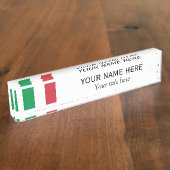 Persoonlijke naam en titel Italiaanse vlag Naambordje (Zijkant)
