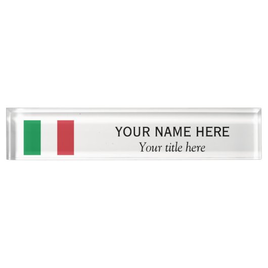 Persoonlijke naam en titel Italiaanse vlag Naambordje (Voorkant)