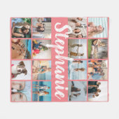 Persoonlijke naam en unieke fotocollage fleece deken (Voorkant (Horizontaal))