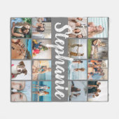 Persoonlijke naam en unieke fotocollage fleece deken (Voorkant (Horizontaal))